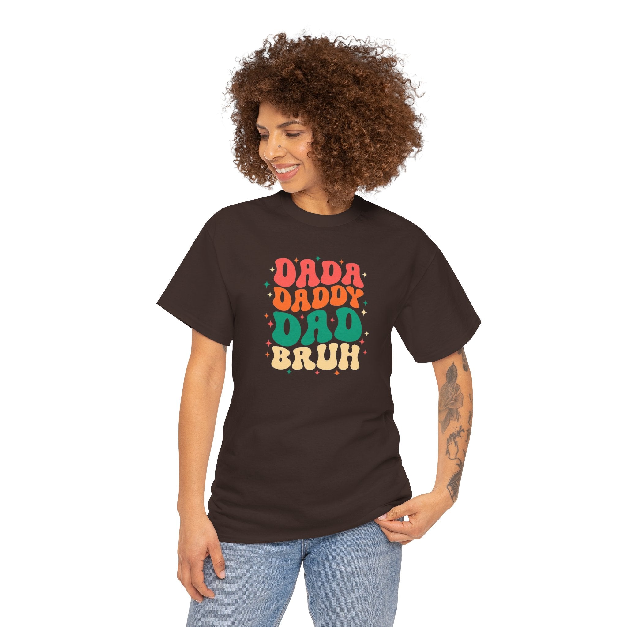 Dada Daddy Dad Bruh T-Shirt | Father's Day Retro Bubble Text Dad Shirt