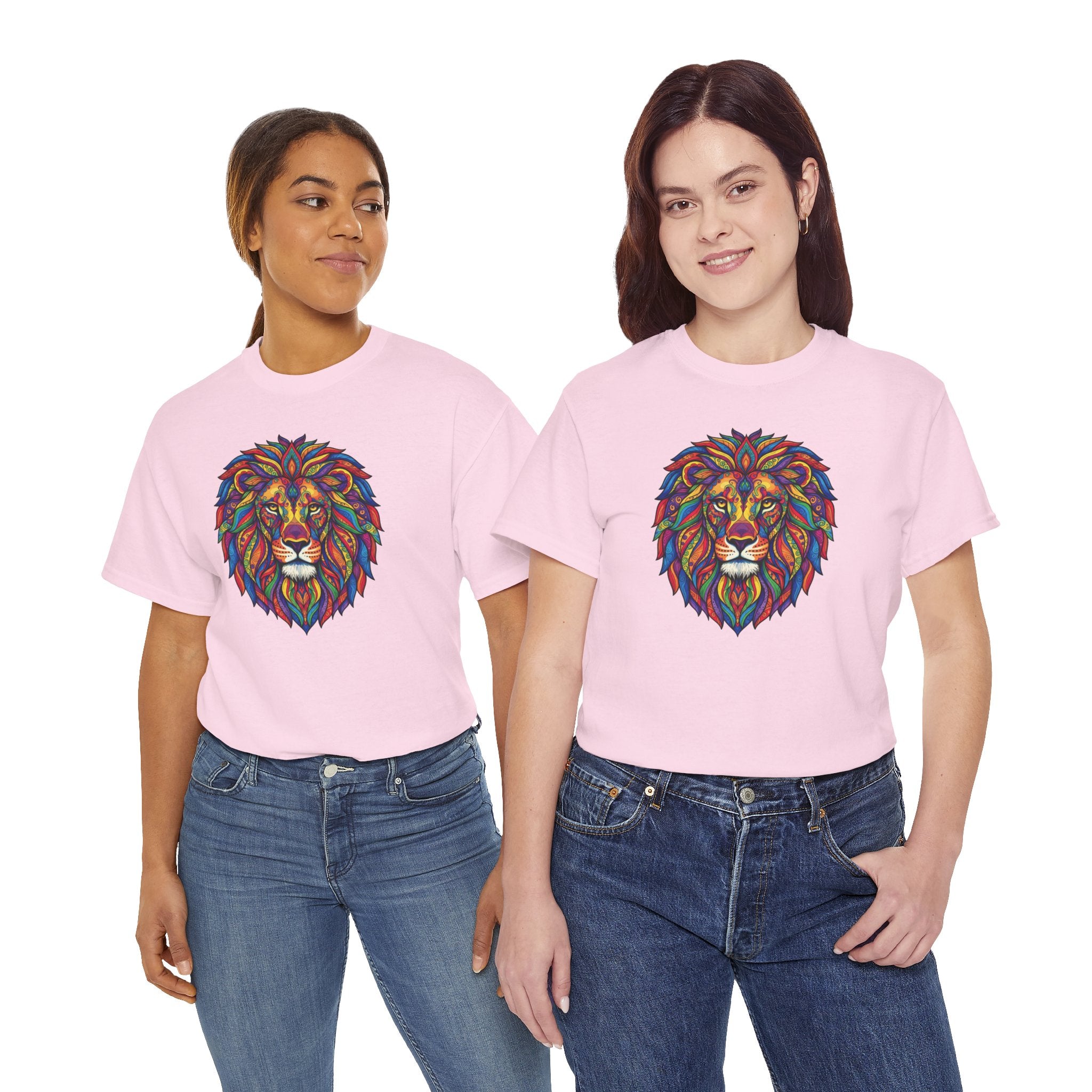 Colorful Geometric Lion T-Shirt | Vibrant Tribal Lion Tee, Graphic Animal Shirt