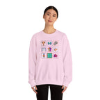 Sports Icons grid Crewneck Sweatshirt | soccer, trophy, cleats, whistle