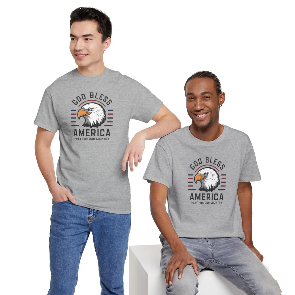 God Bless America Eagle Memorial Day Tee | Patriotic USA Flag Stripes