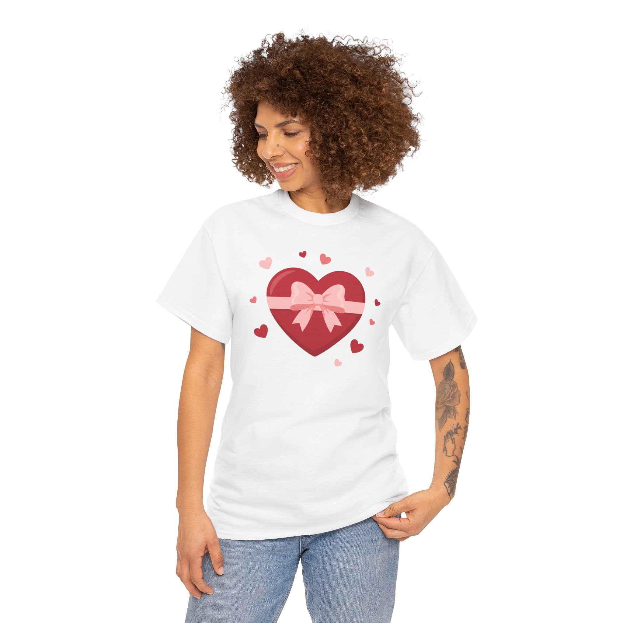 Heart Gift Box Tee | Valentine's Day Heart with Bow T-Shirt