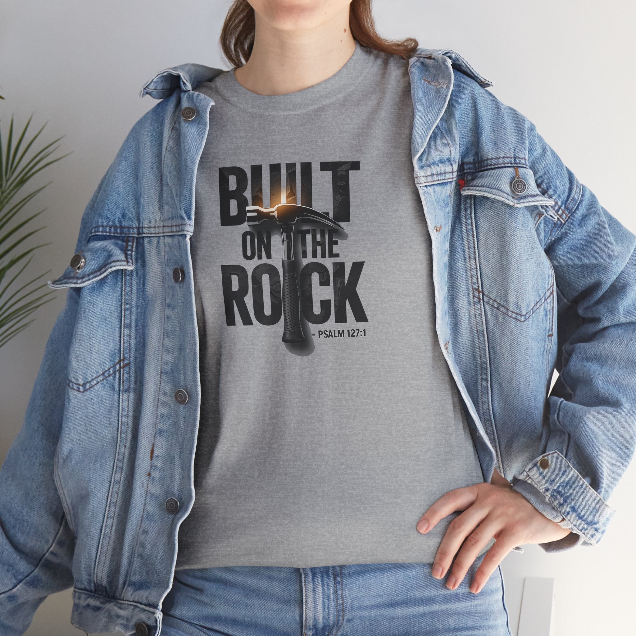 Built on the Rock cross graphic Tee | Christian faith shirt, Psalm 127:1
