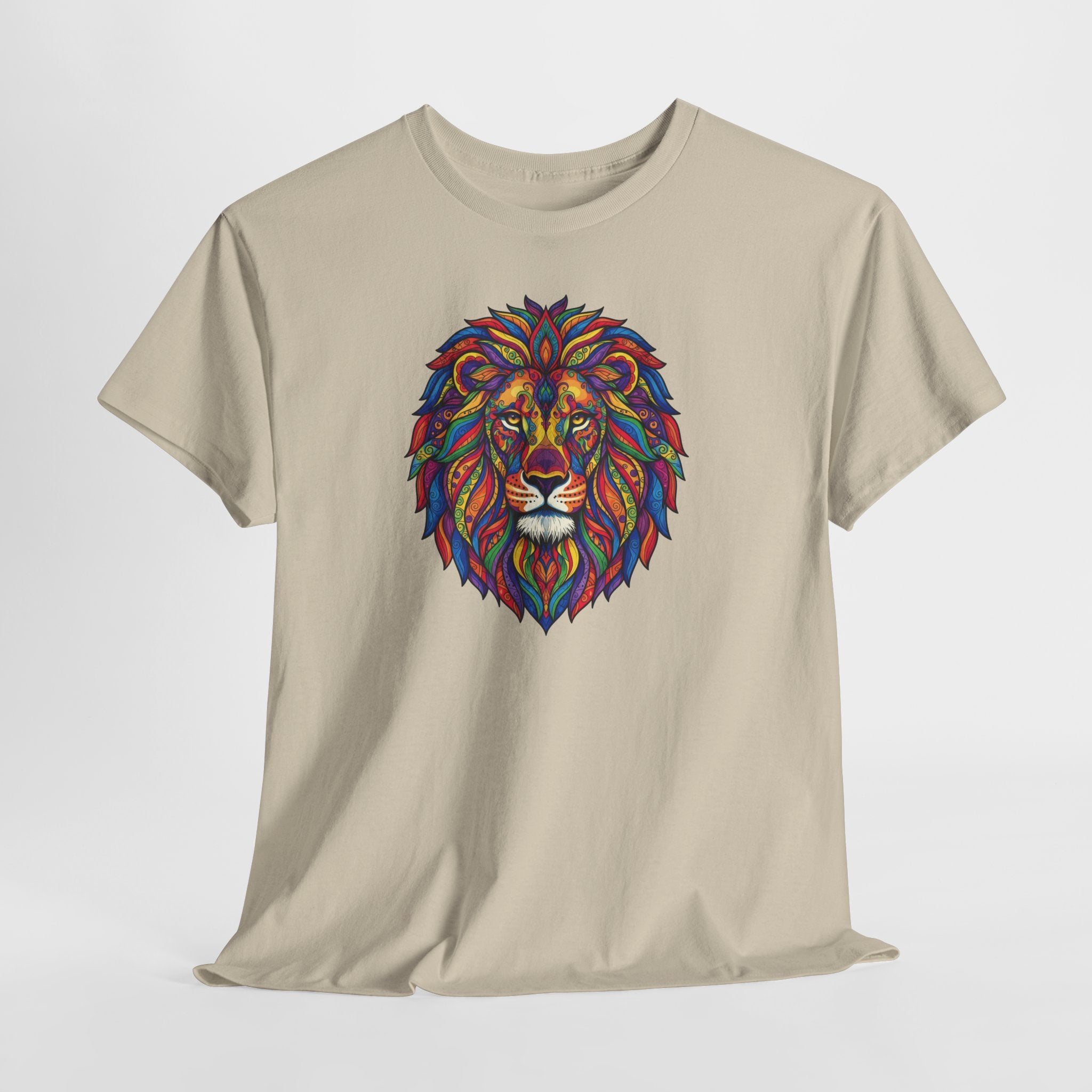 Colorful Geometric Lion T-Shirt | Vibrant Tribal Lion Tee, Graphic Animal Shirt