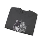 Wolf Half-Face Portrait Don't Mistake Silence For Weakness Crewneck