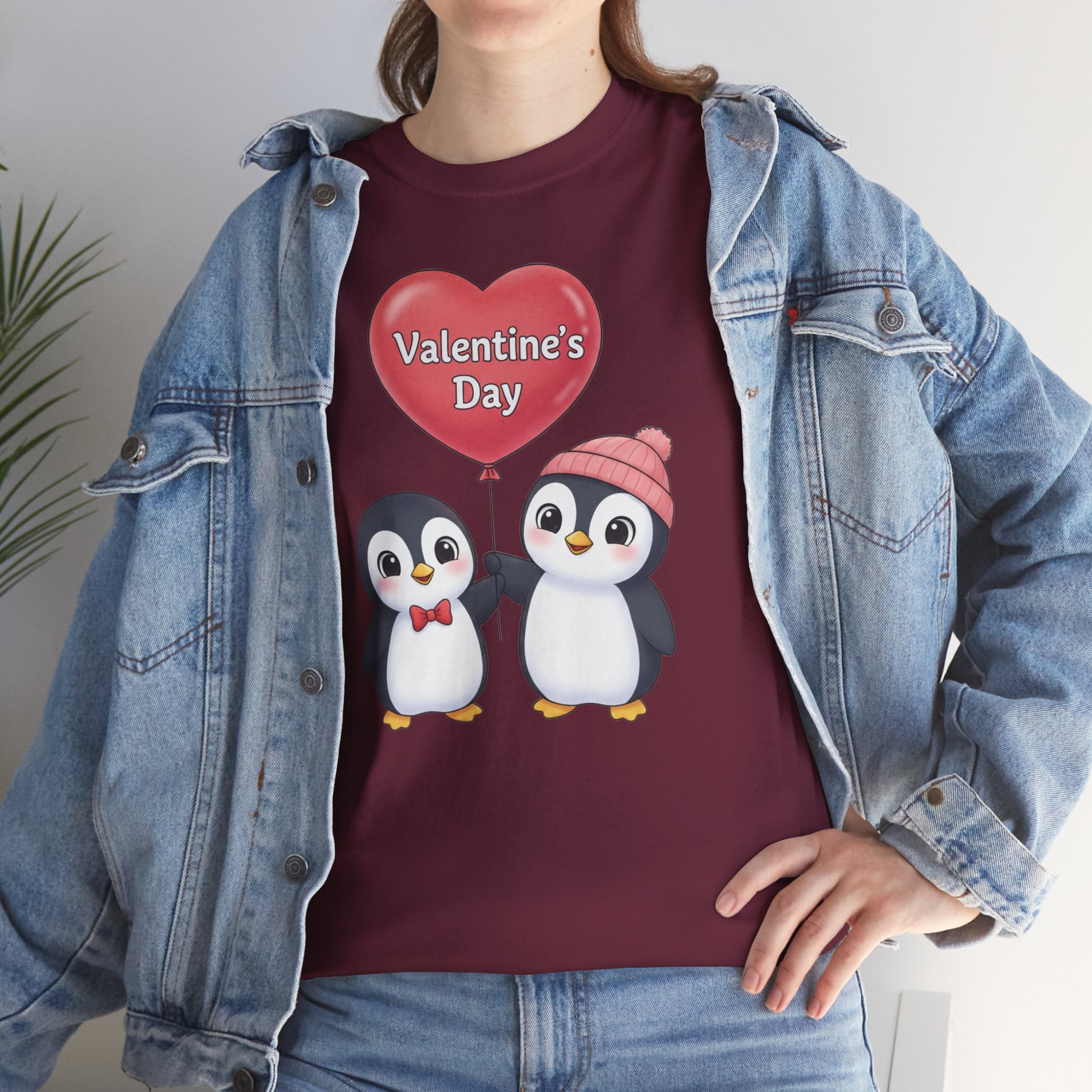 Cute Penguin Couple Valentine's Day T-Shirt | Heart Balloon