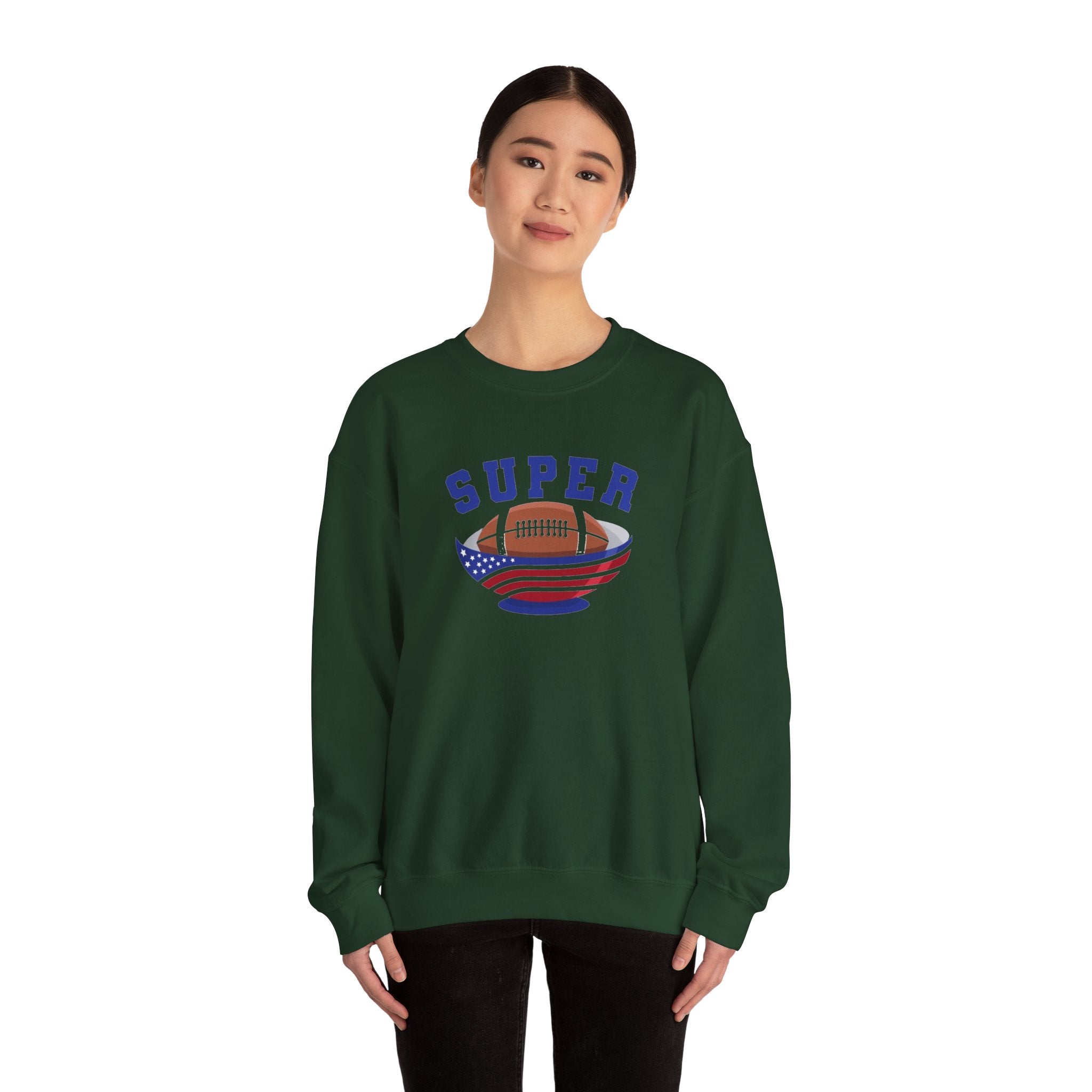 Super Football with American Flag Sweatshirt | Patriotic Sports Crewneck