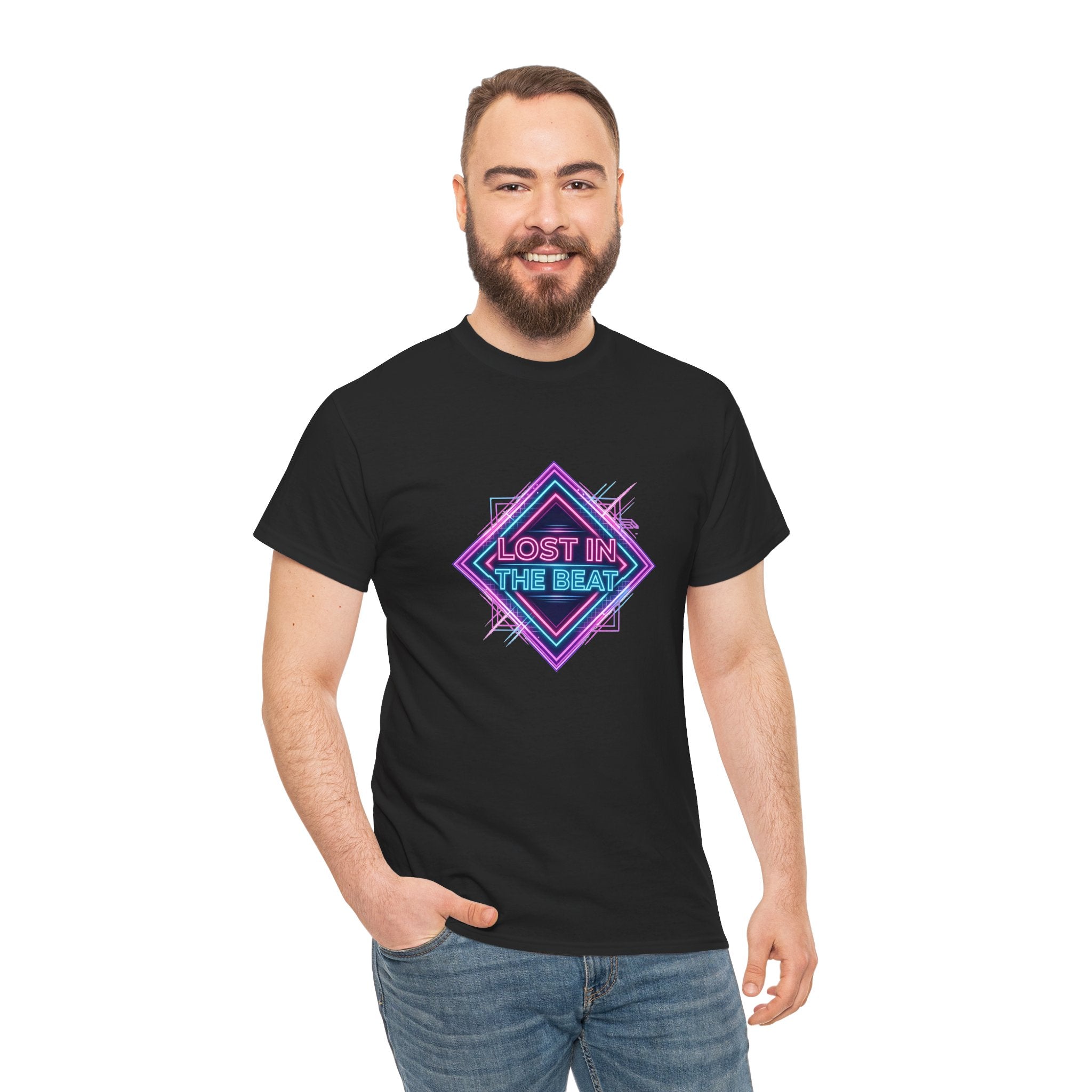 Lost in the Beat Tee | Retro Neon Diamond Music Graphic