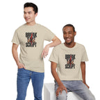 Break the Script hands ripping text Tee | Rebellious typography shirt