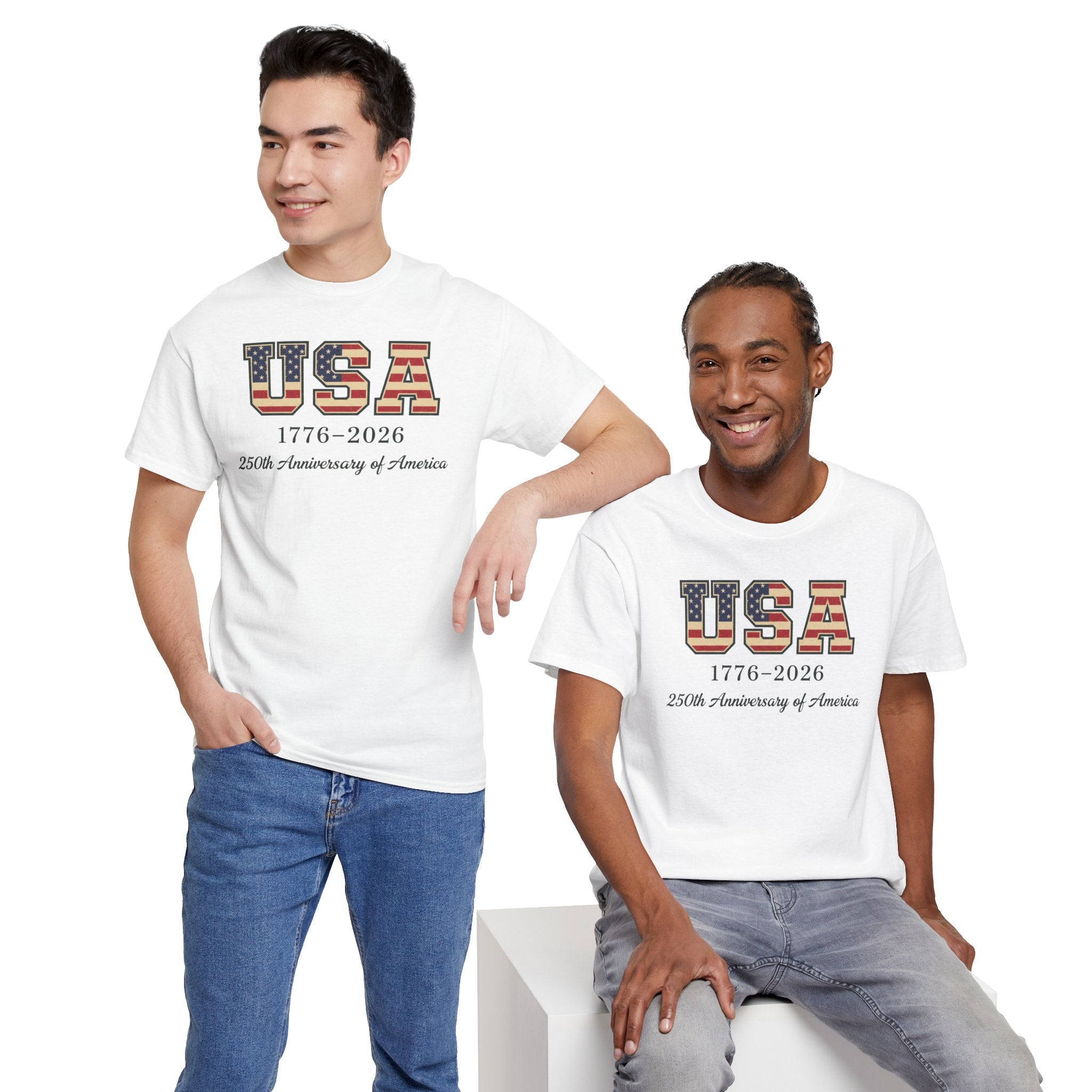 USA 1776-2026 250th Anniversary T-Shirt | American Flag Letters Patriotic Tee