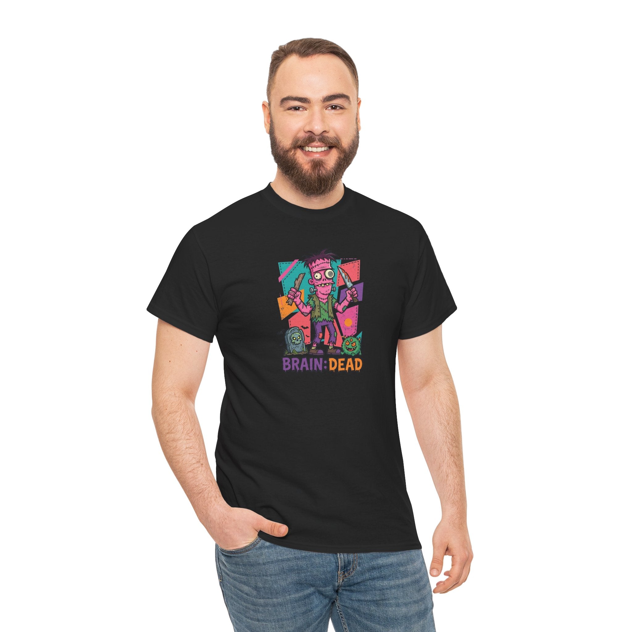 Cartoon Brain-Dead Zombie Tee | Colorful Retro Horror Graphic Shirt