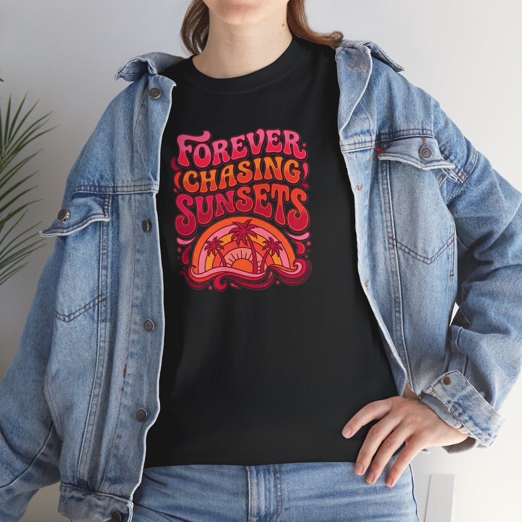 Forever Chasing Sunsets T-Shirt | Retro Sunset Graphic Tee