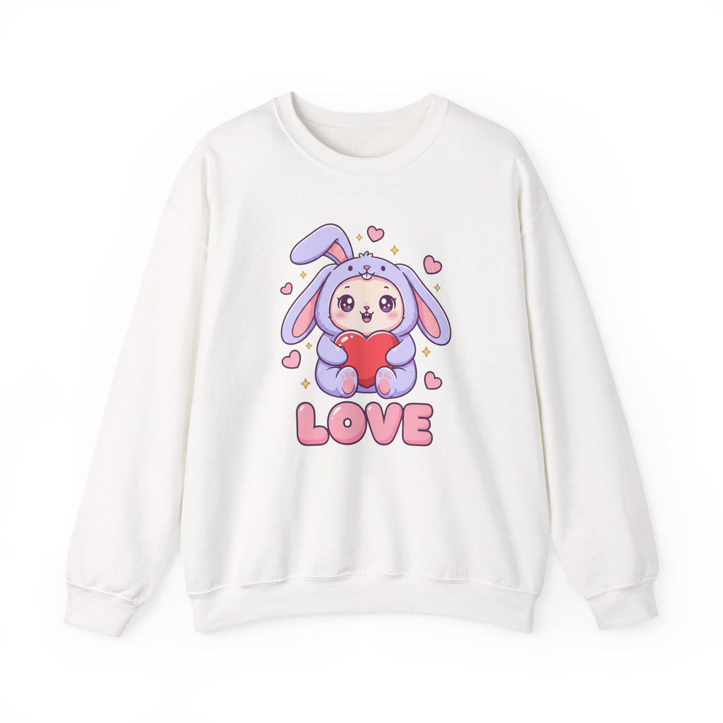 Valentine's Day Kawaii Bunny Sweatshirt | Cute Bunny Holding Heart Love Crewneck