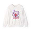 Valentine's Day Kawaii Bunny Sweatshirt | Cute Bunny Holding Heart Love Crewneck