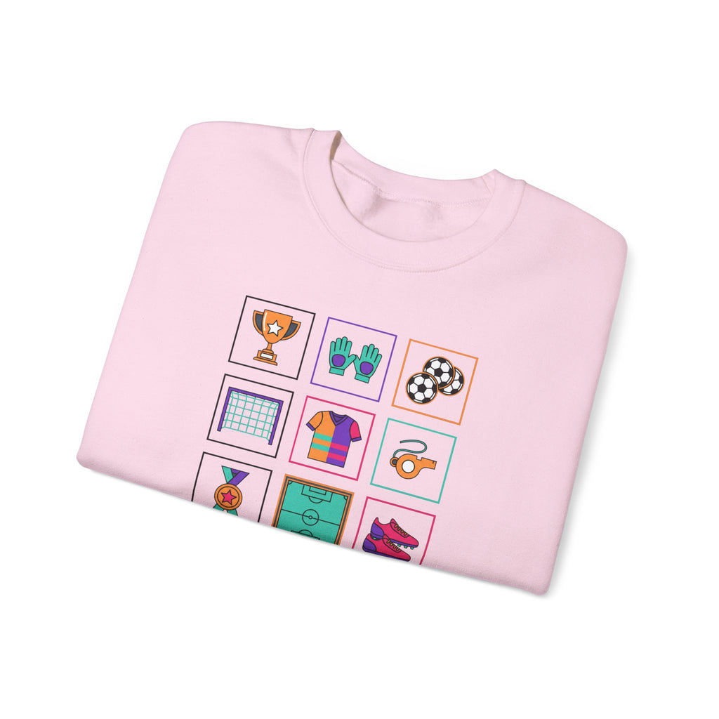 Sports Icons grid Crewneck Sweatshirt | soccer, trophy, cleats, whistle