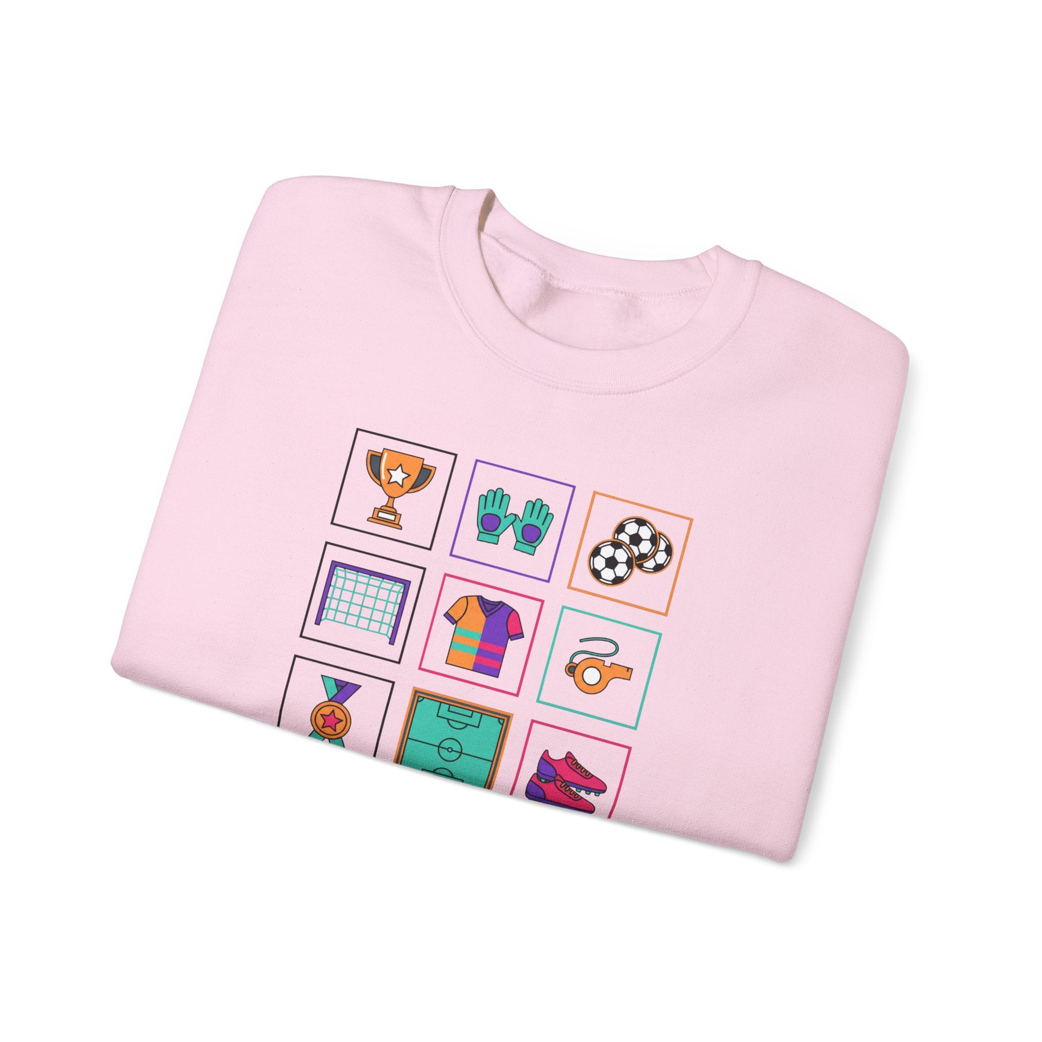 Sports Icons grid Crewneck Sweatshirt | soccer, trophy, cleats, whistle