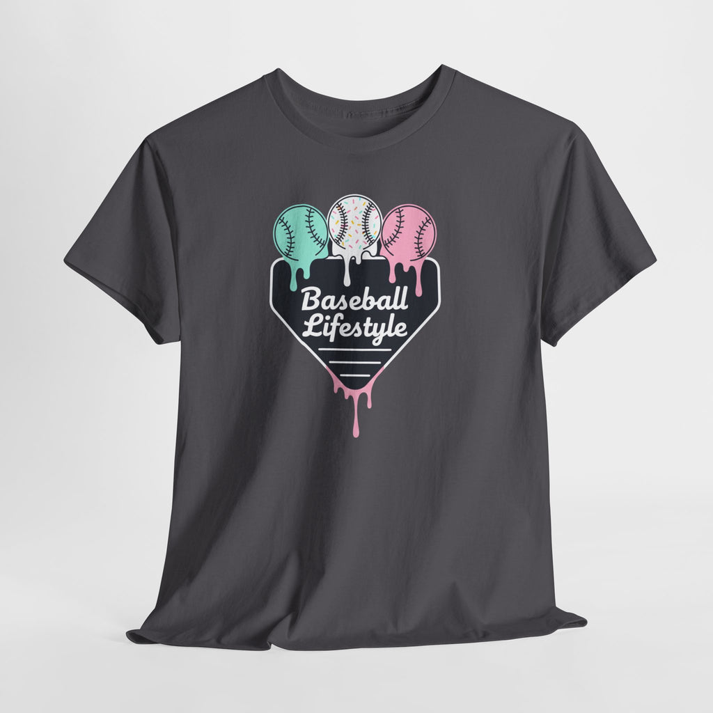 Baseball Lifestyle Tee | Dripping Home Plate with Pastel Baseballs