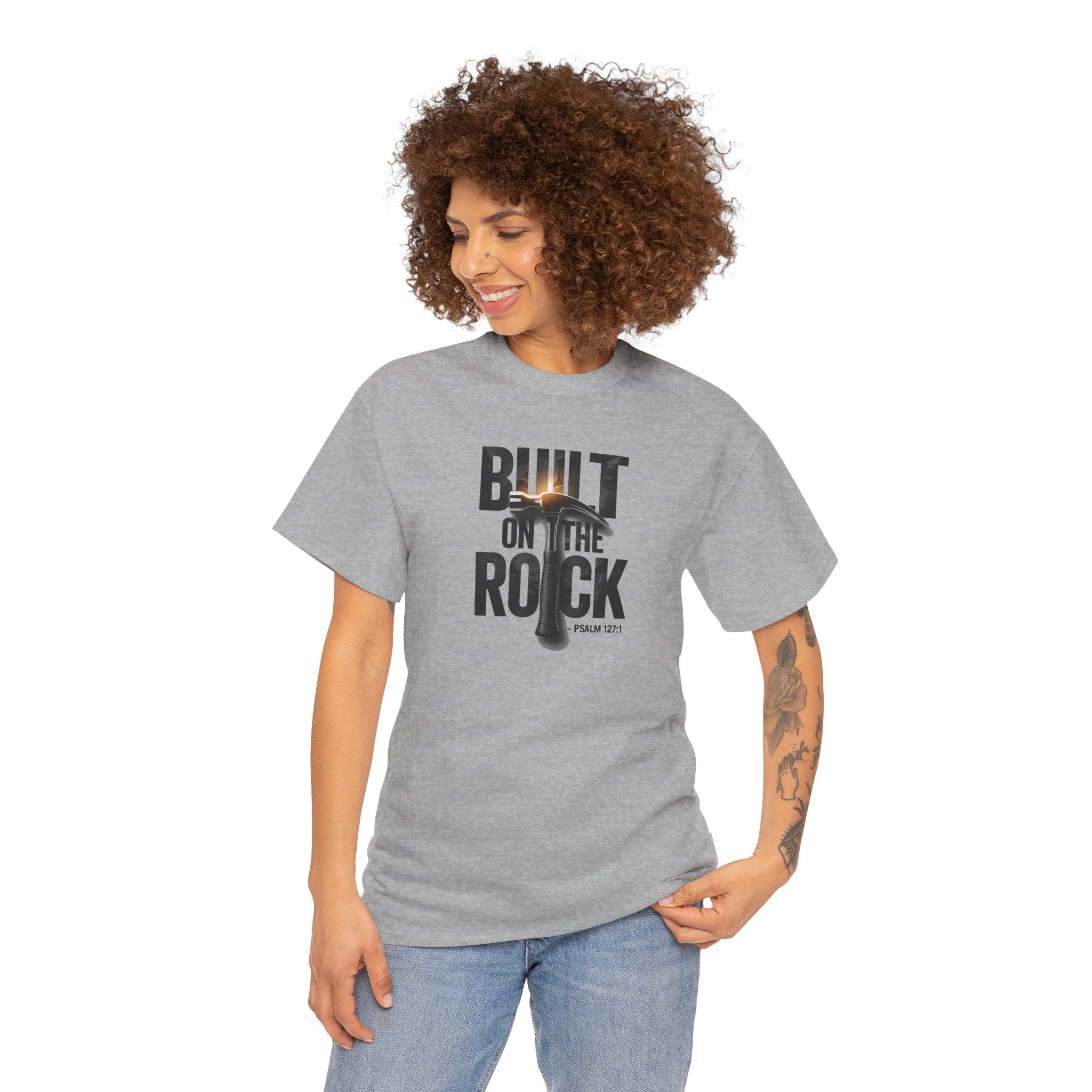 Built on the Rock cross graphic Tee | Christian faith shirt, Psalm 127:1
