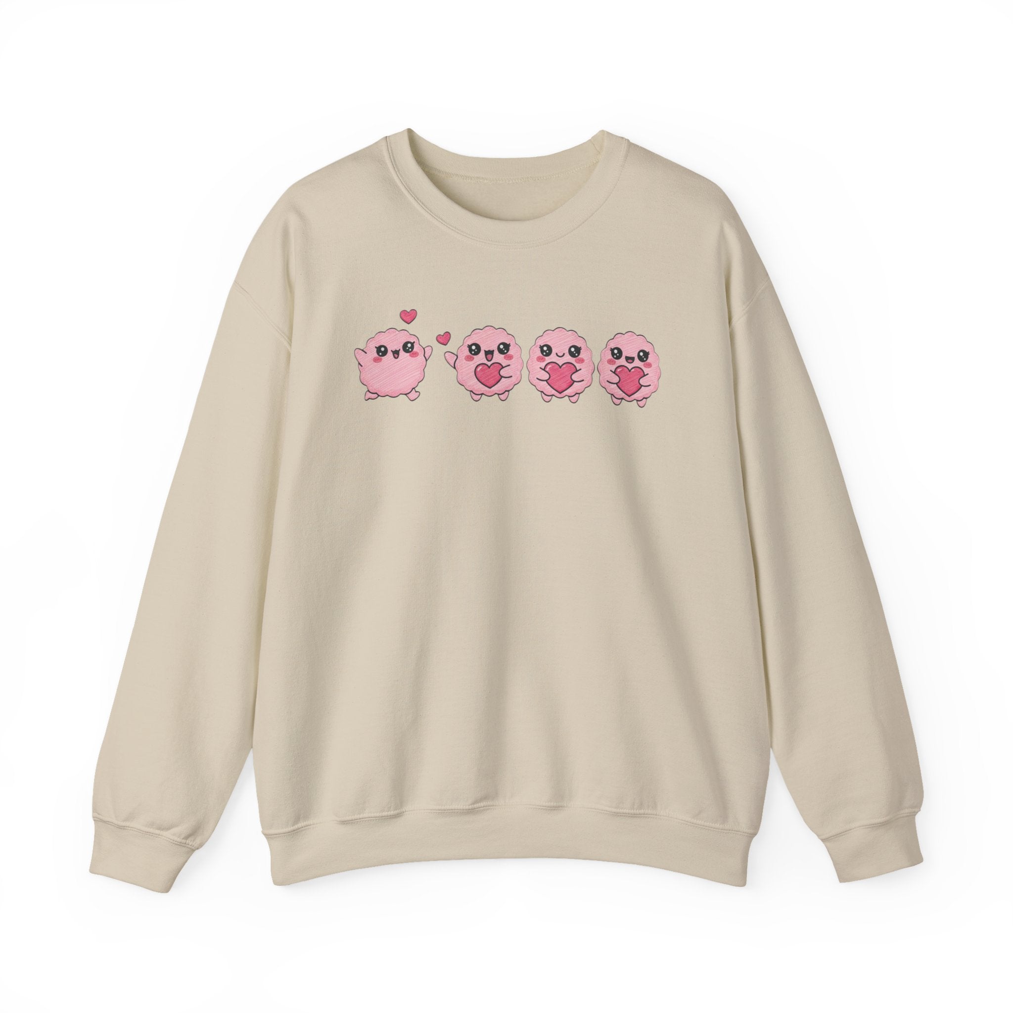 Valentine's Day Kawaii Pink Puff Sweatshirt | Cute Heart Emoji Character Crewneck