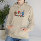 Vintage Football Characters Hoodie | Cartoon Helmet, Foam Finger, Football Mascot
