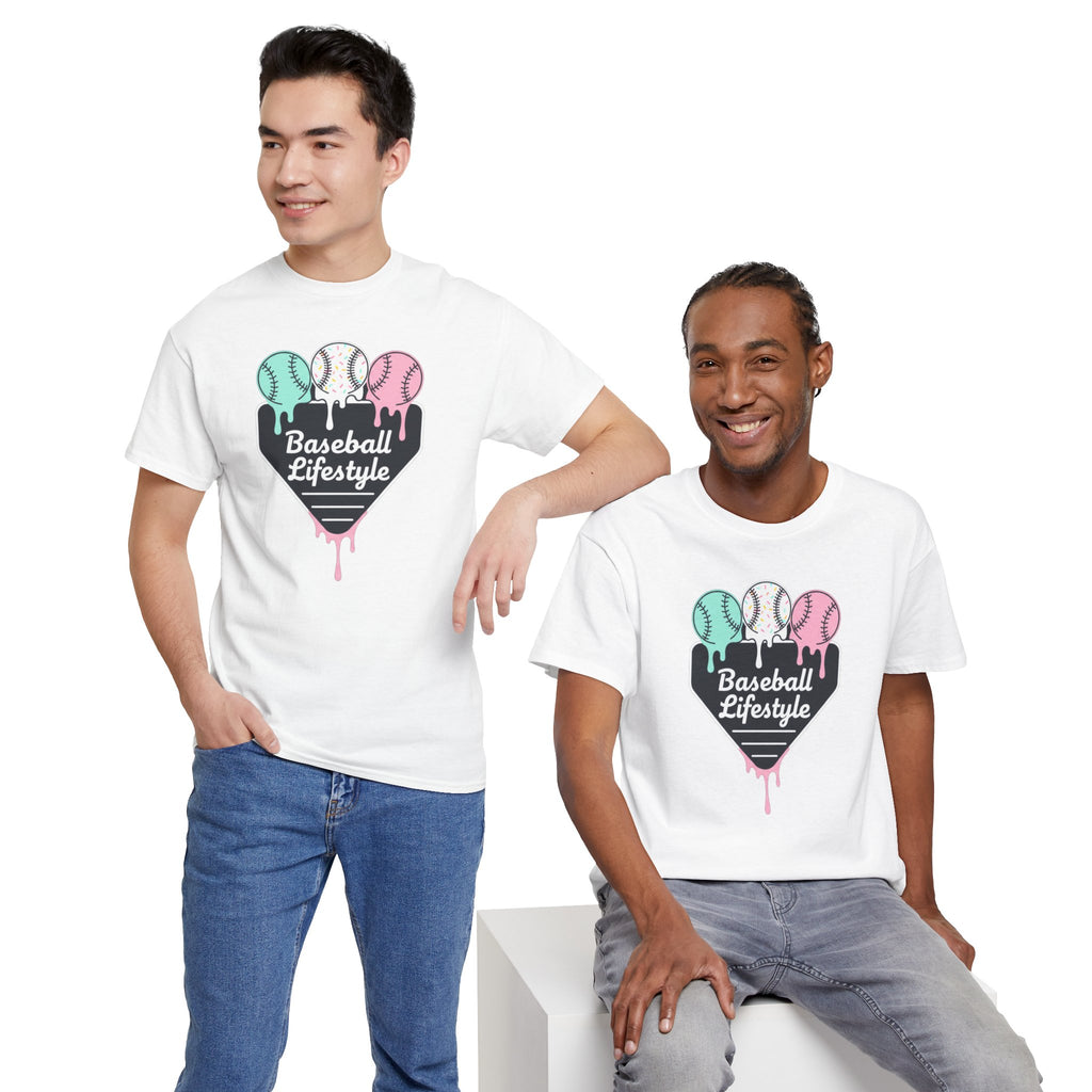 Baseball Lifestyle Tee | Dripping Home Plate with Pastel Baseballs