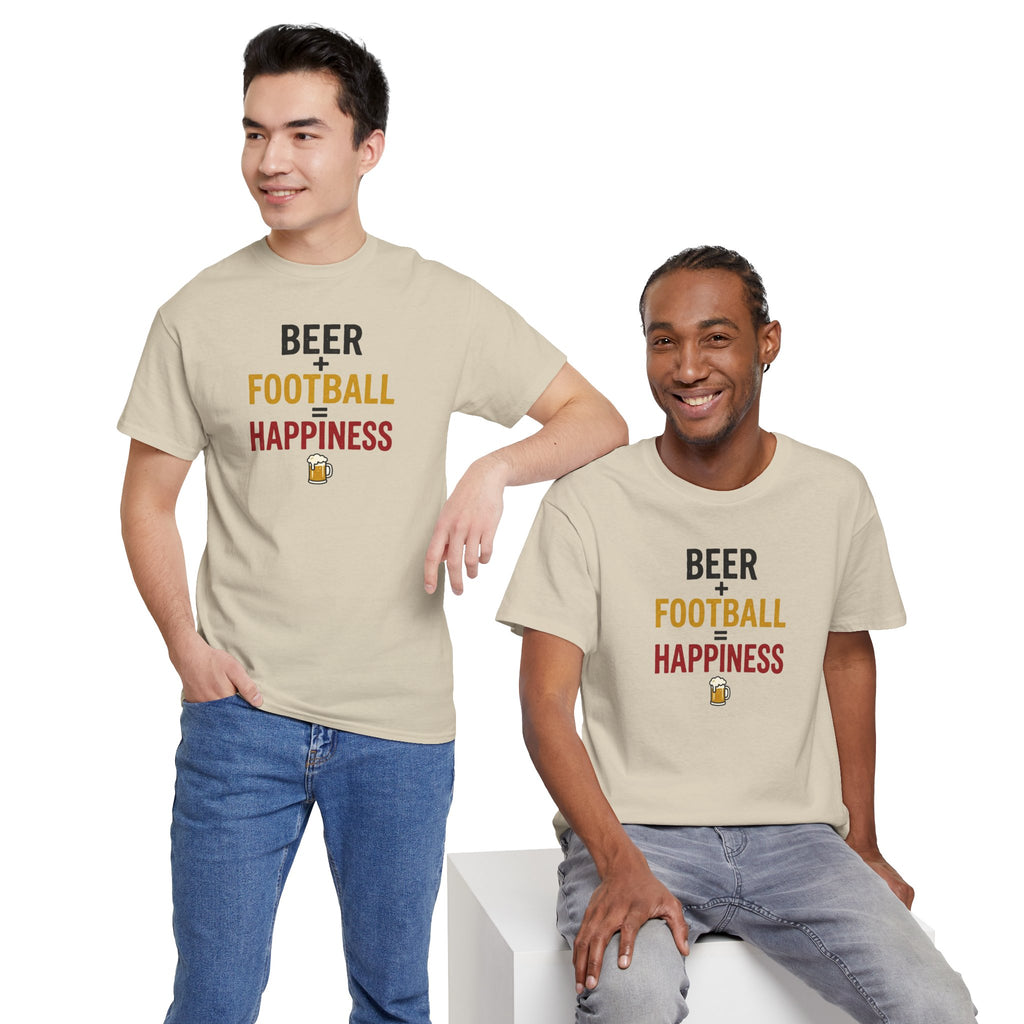 Beer + Football = Happiness T-Shirt | Football Fan Tee, Beer Lover Shirt