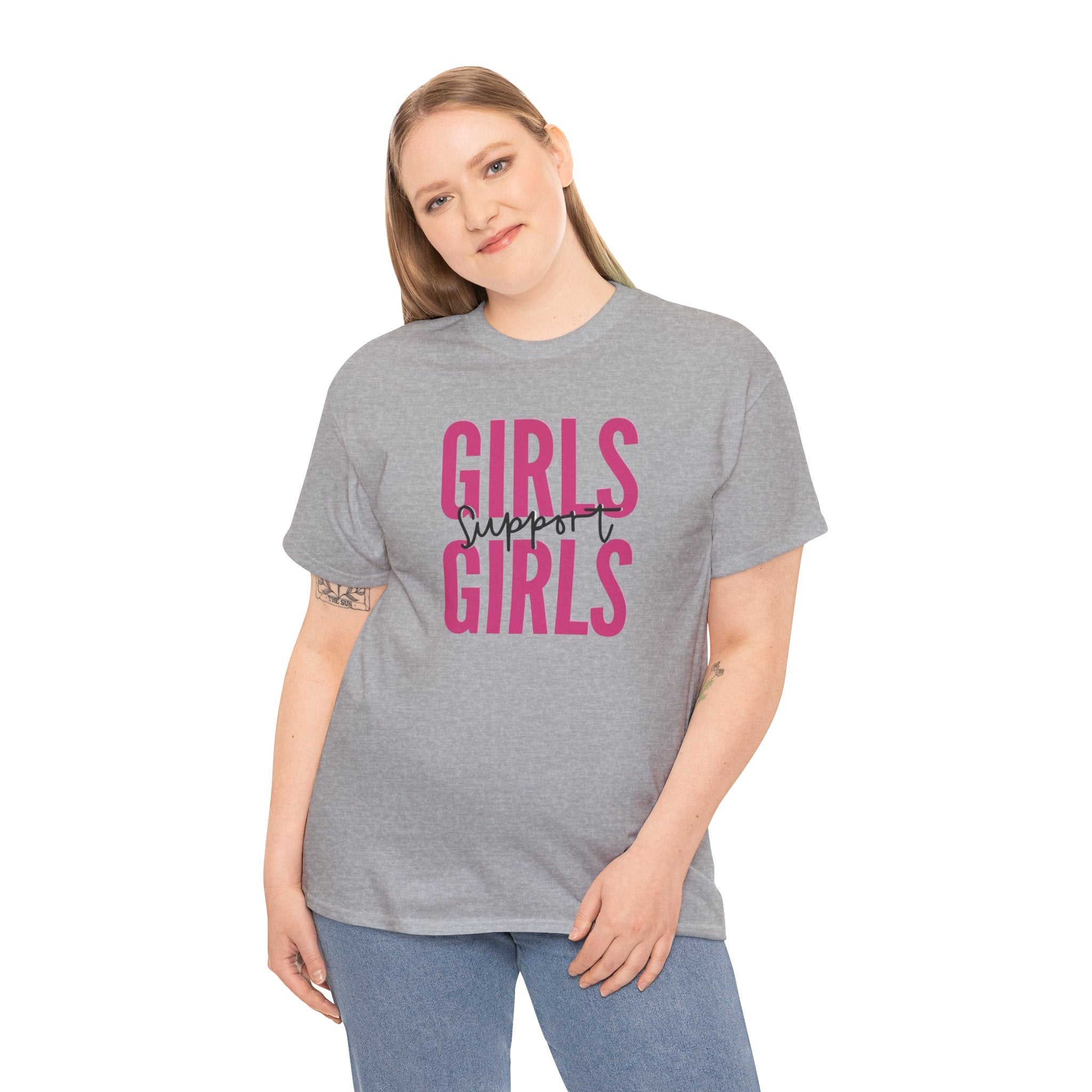 Girls Support Girls T-Shirt | Feminist Pride Tee, Pink Typography
