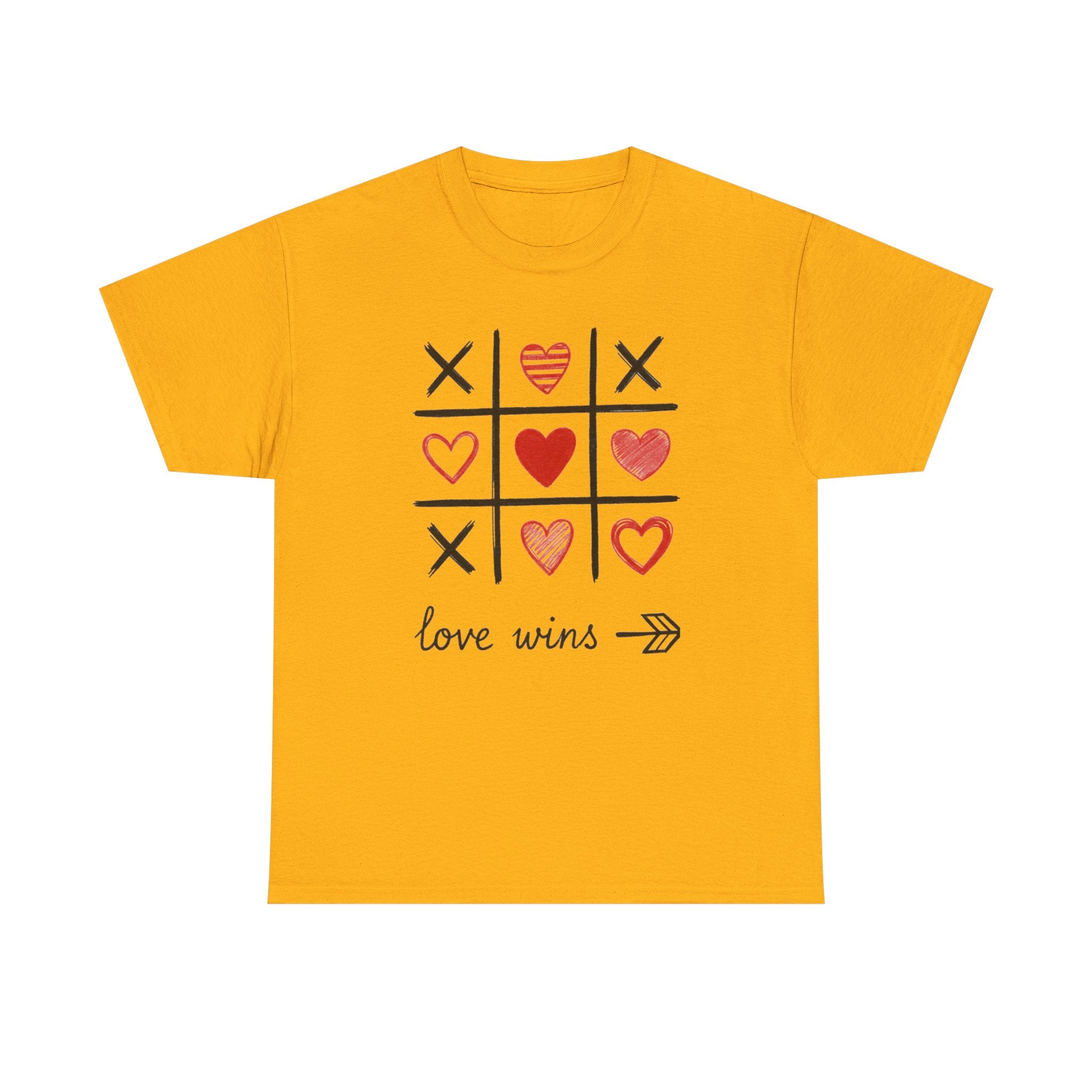 Valentine's Day Love Wins Tic Tac Toe Heart Graphic T-Shirt
