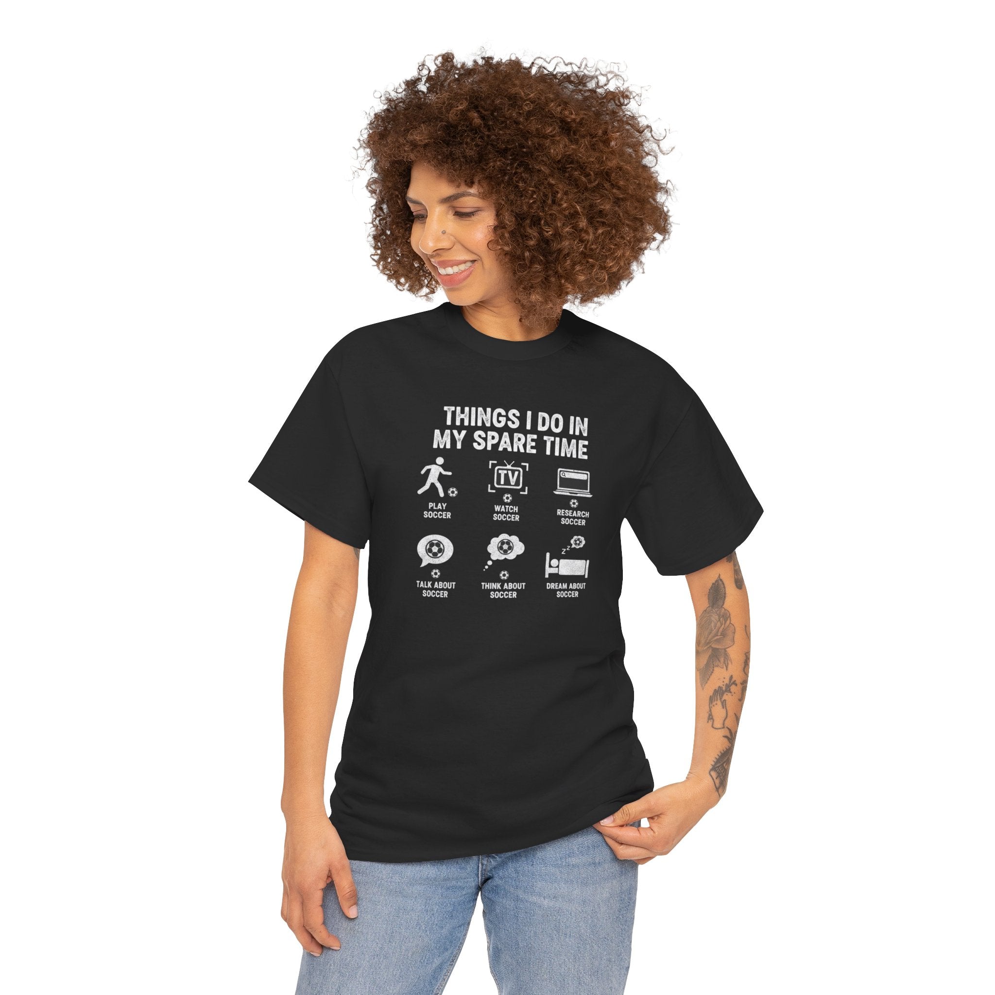 Things I Do In My Spare Time Tee | Gaming Soccer, TV, Reading, Gardening Icons