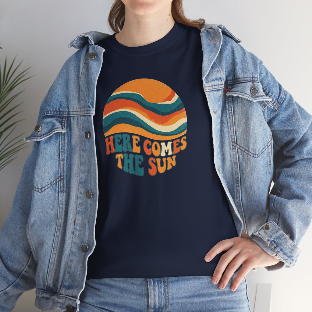 Here Comes The Sun T-Shirt | Retro Sun Waves Graphic Tee