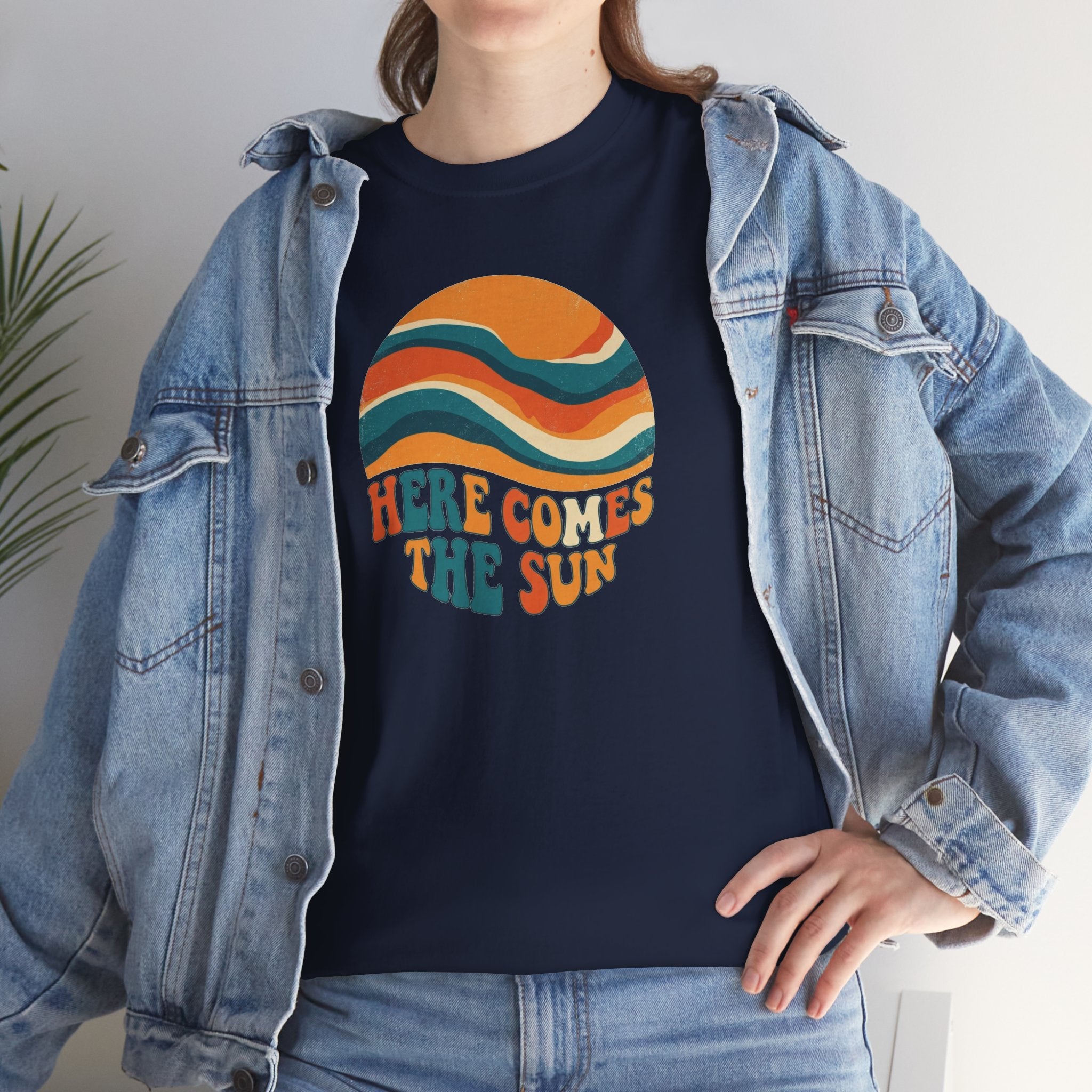 Here Comes The Sun T-Shirt | Retro Sun Waves Graphic Tee