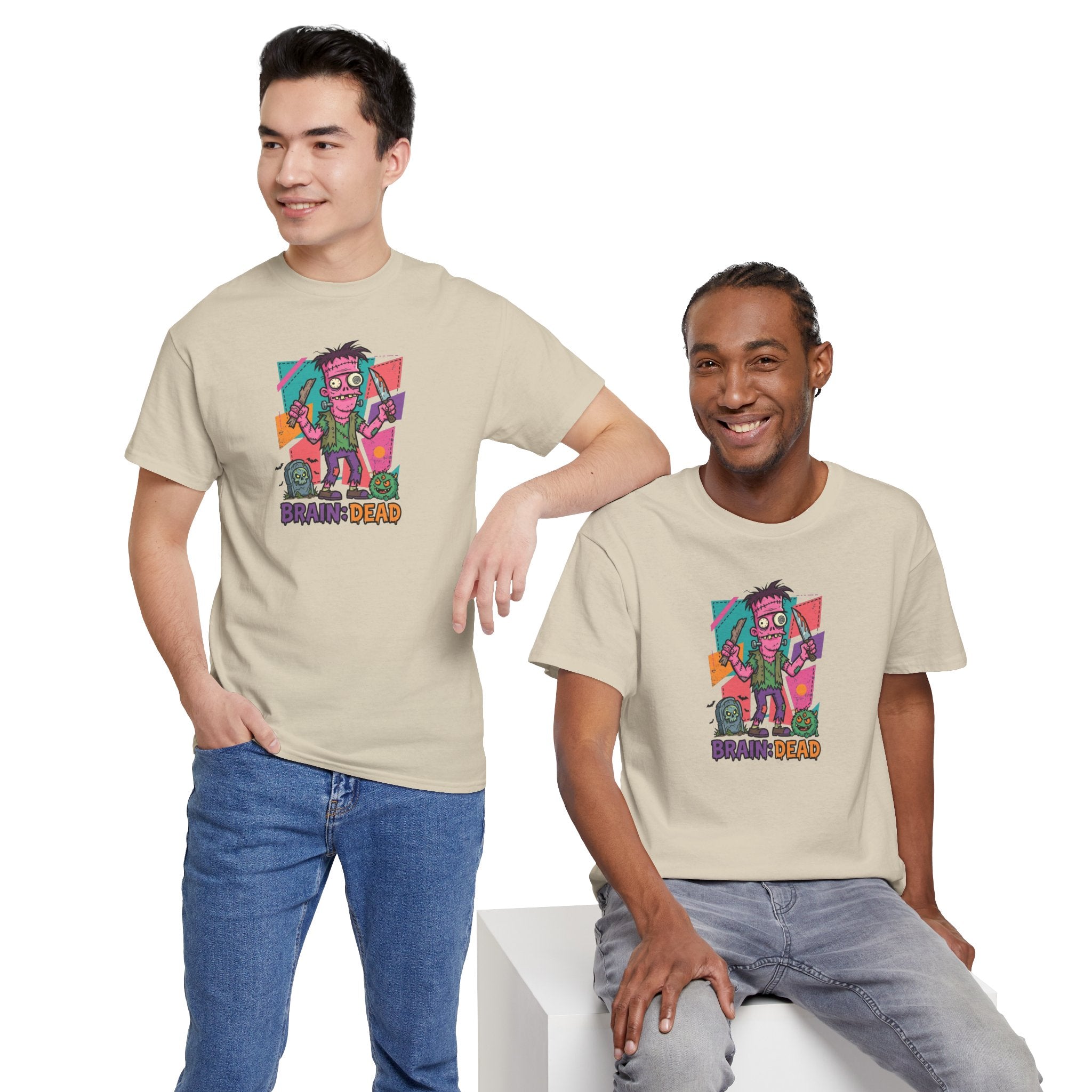 Cartoon Brain-Dead Zombie Tee | Colorful Retro Horror Graphic Shirt