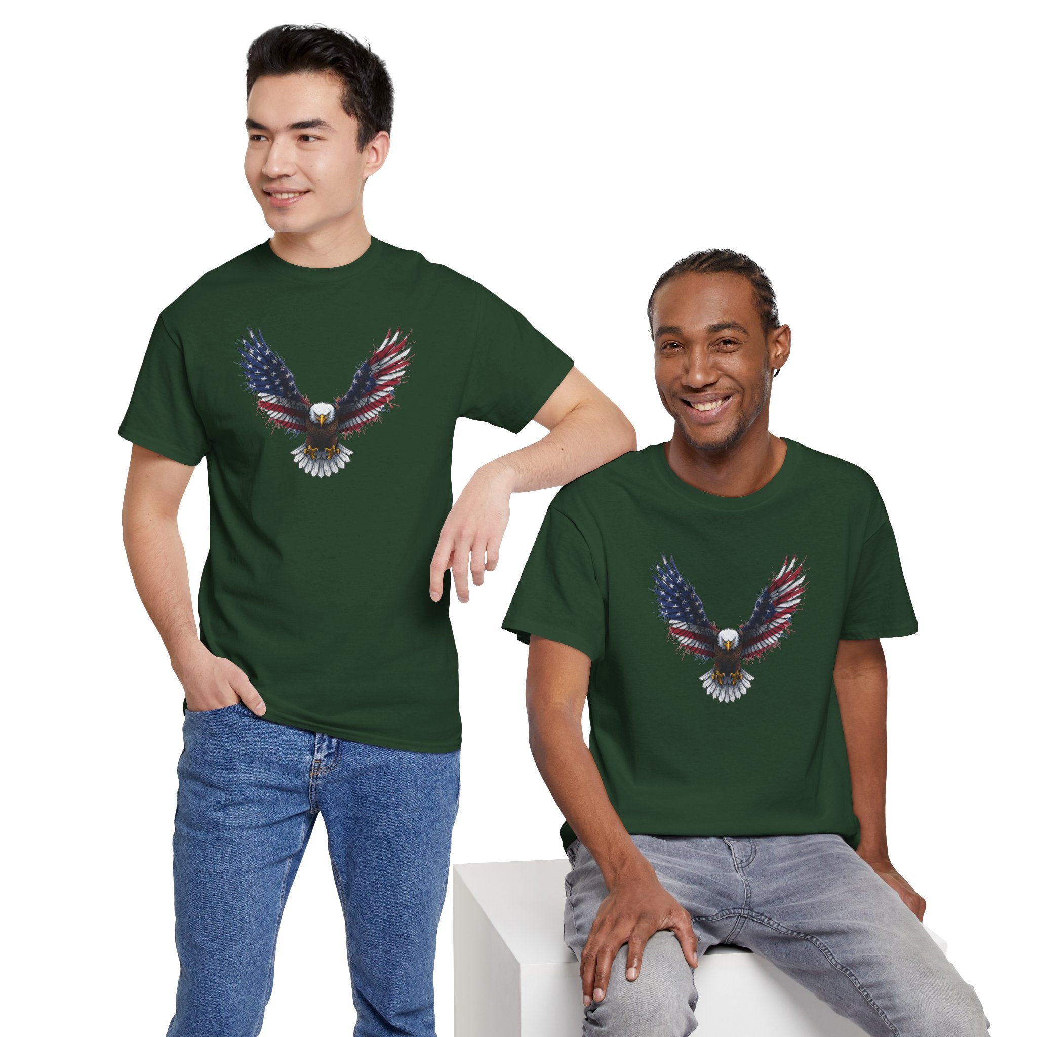 American Flag Eagle T-Shirt | Patriotic Flying Bald Eagle Tee