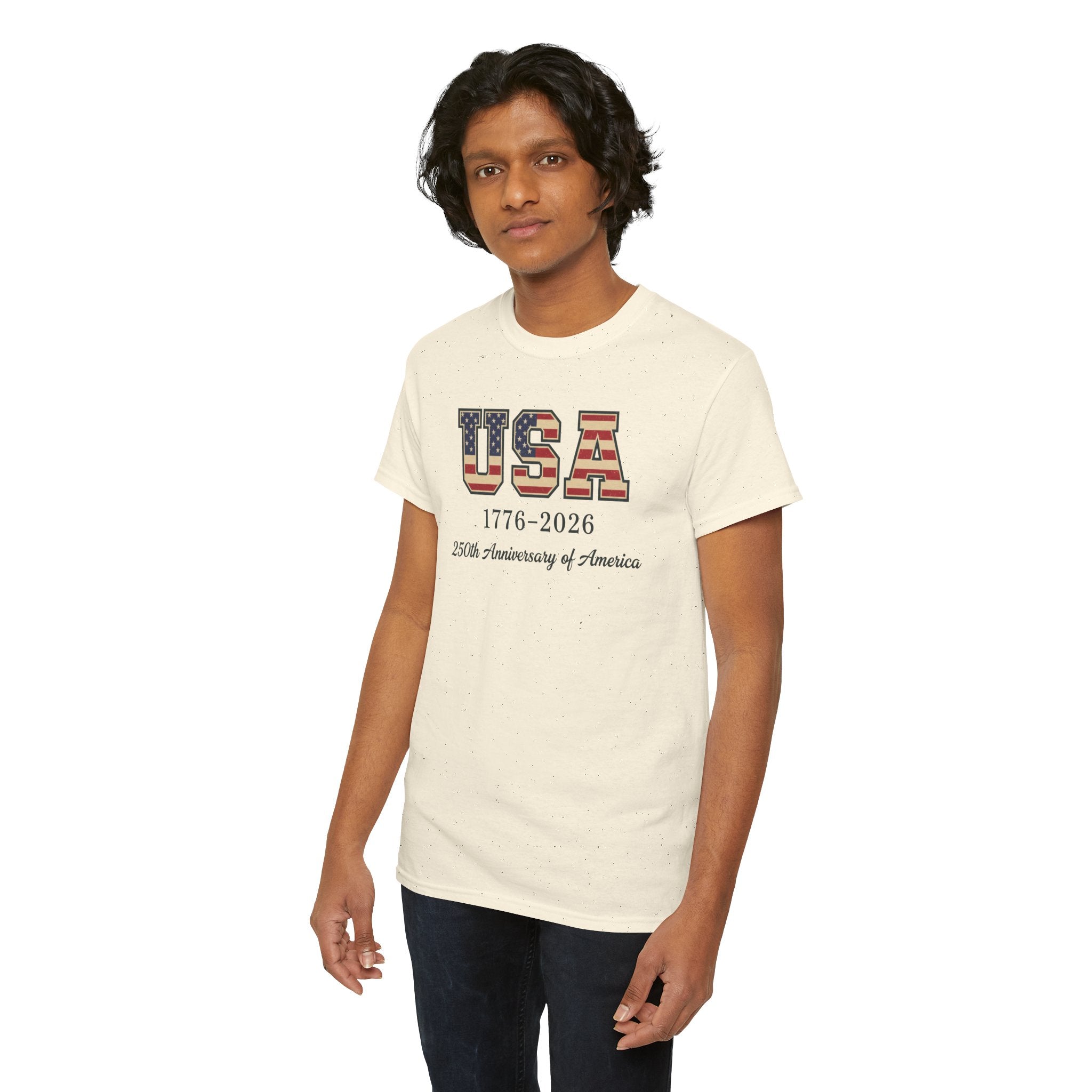 USA 1776-2026 250th Anniversary T-Shirt | American Flag Letters Patriotic Tee