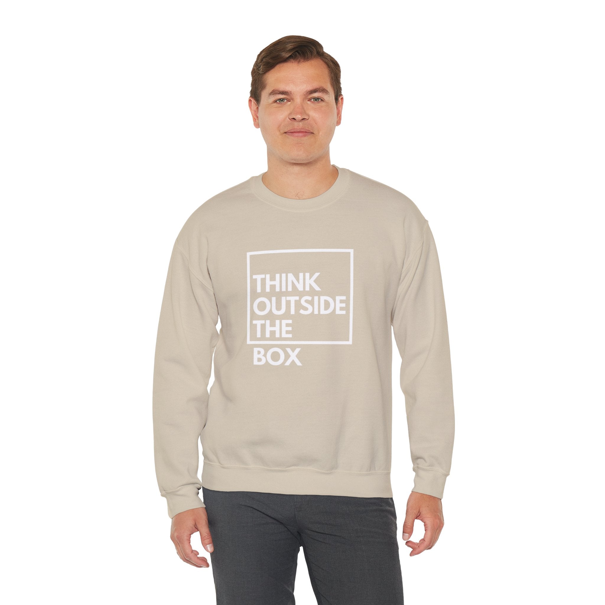 Think Outside The Box Sweatshirt | Graphic Typography Crewneck