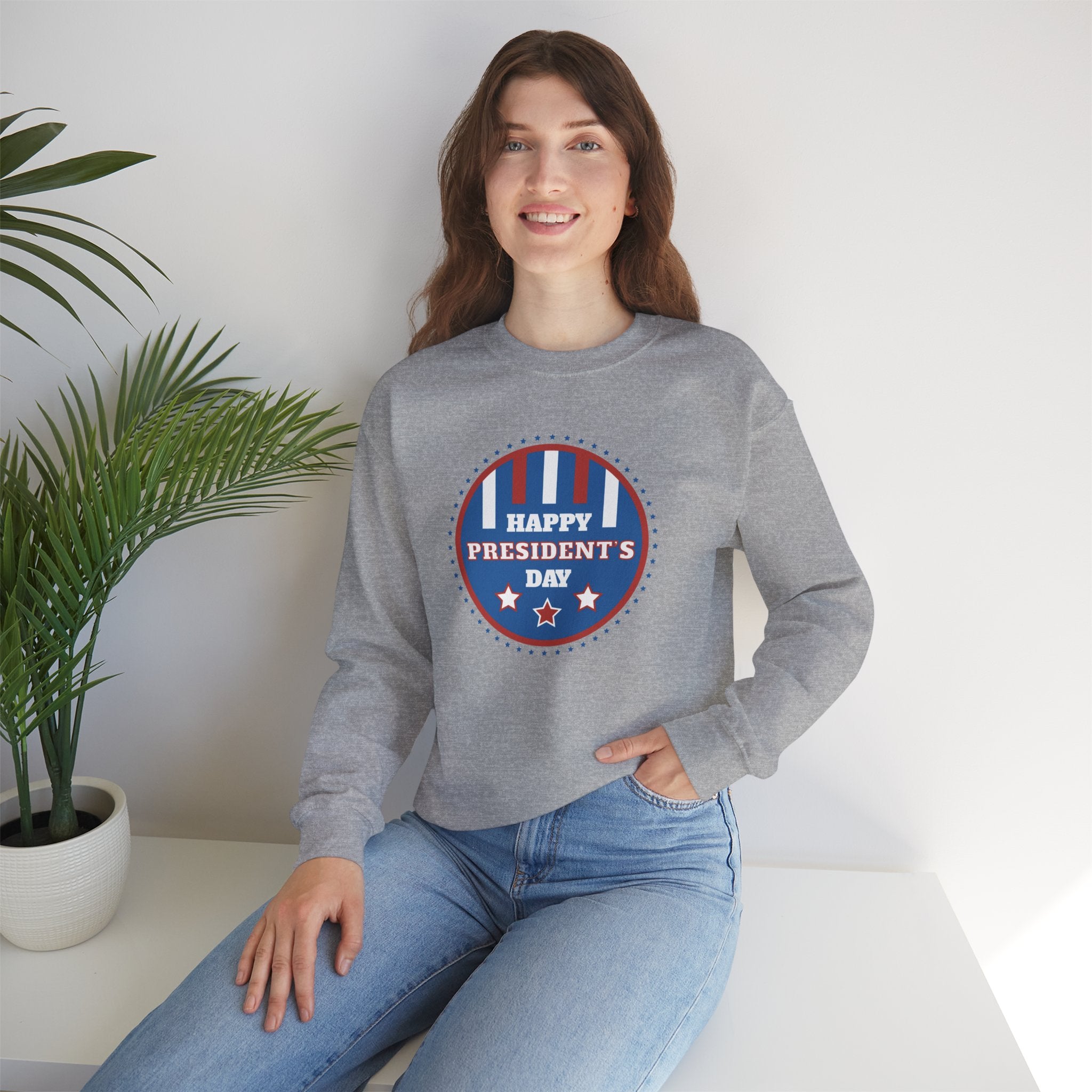 Happy Presidents Day emblem Crewneck Sweatshirt | Presidents Day design
