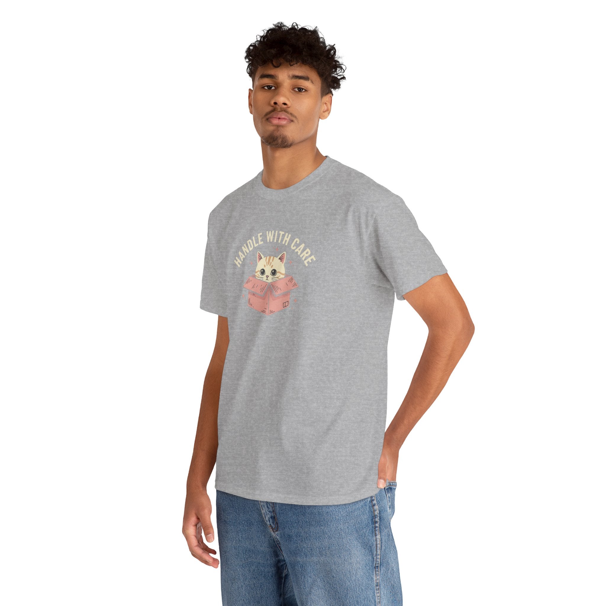 Handle With Care kitten in box T-Shirt | Cute Cat Illustration, Pastel Design