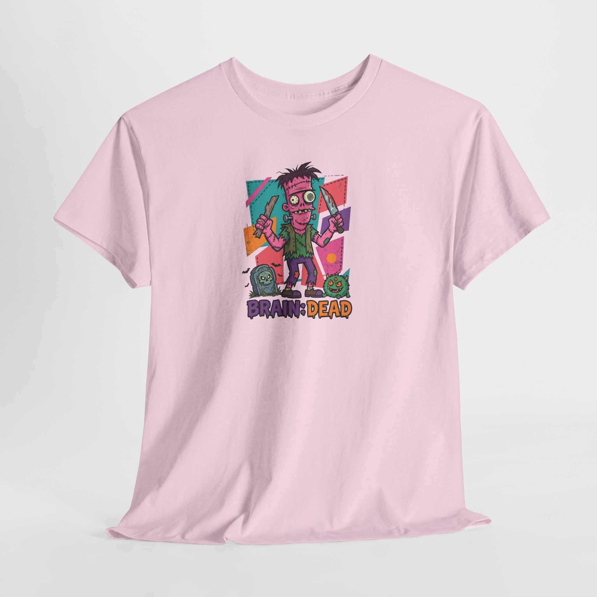Cartoon Brain-Dead Zombie Tee | Colorful Retro Horror Graphic Shirt