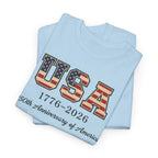 USA 1776-2026 250th Anniversary T-Shirt | American Flag Letters Patriotic Tee