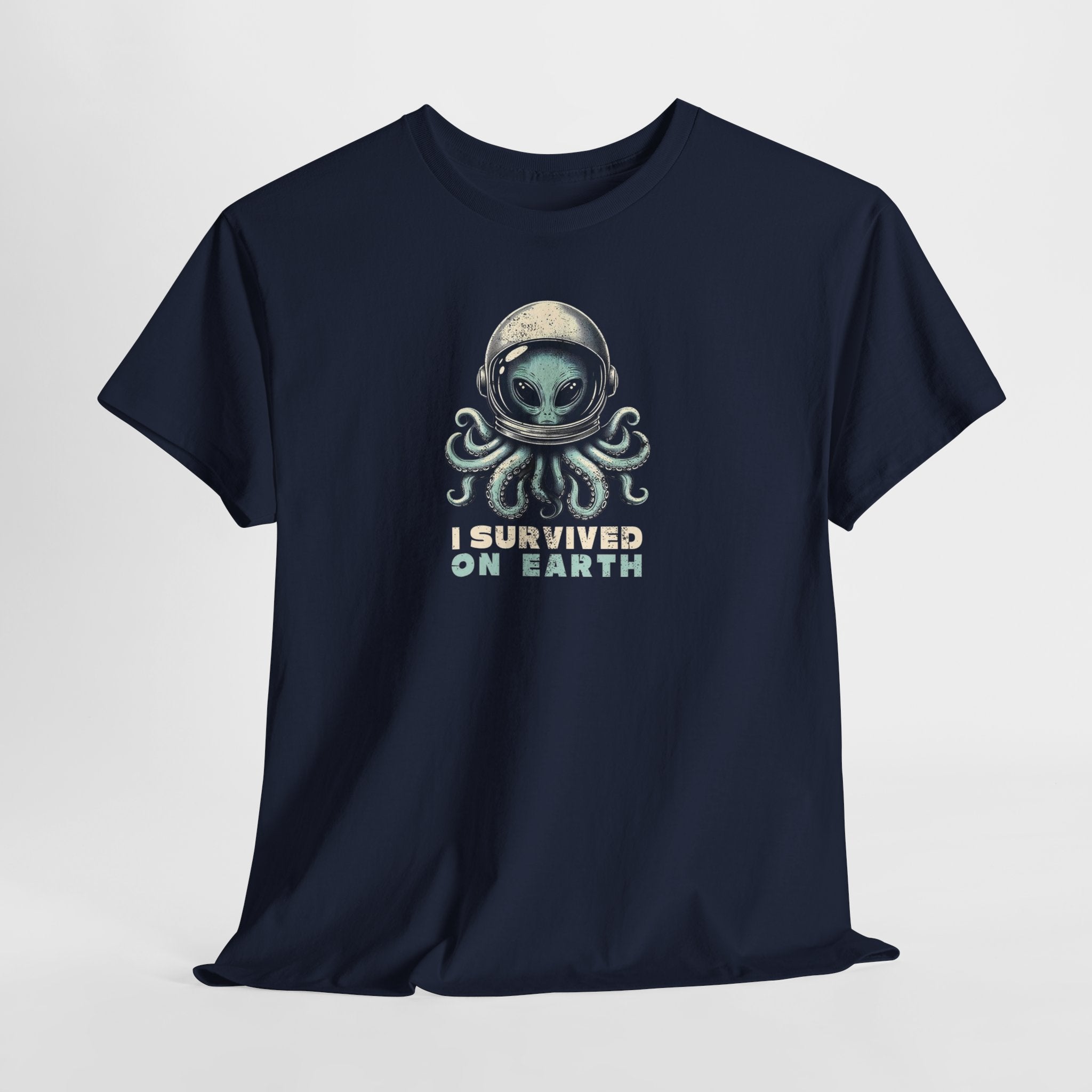 I Survived on Earth Alien Octopus Tee | Space Helmet Illustration