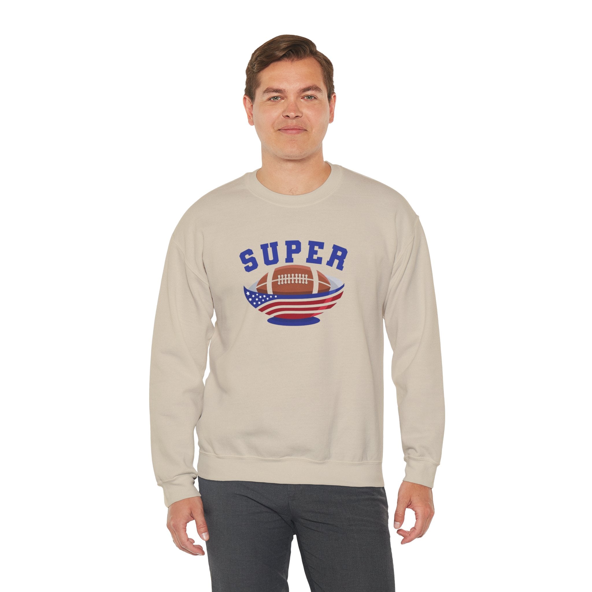 Super Football with American Flag Sweatshirt | Patriotic Sports Crewneck