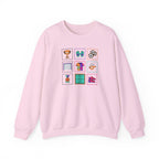 Sports Icons grid Crewneck Sweatshirt | soccer, trophy, cleats, whistle
