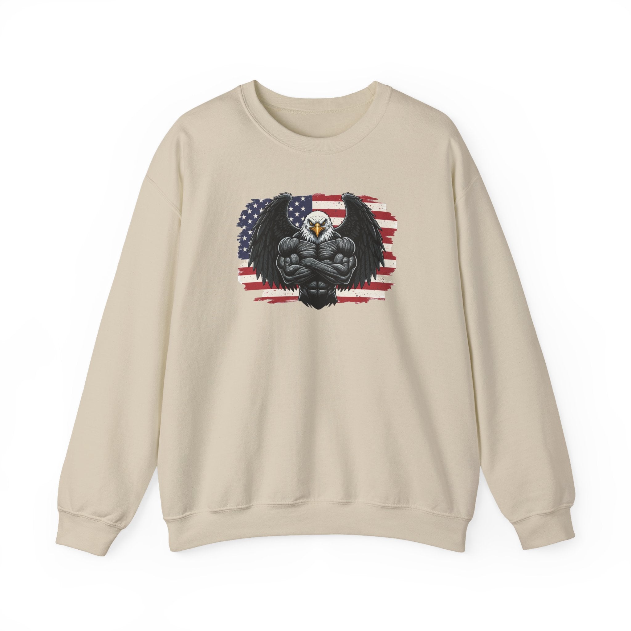 American Flag Bald Eagle Chest Muscular Sweatshirt | Patriotic USA