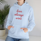 Valentine's Day Love Always Wins Hoodie | XOXO Red Script
