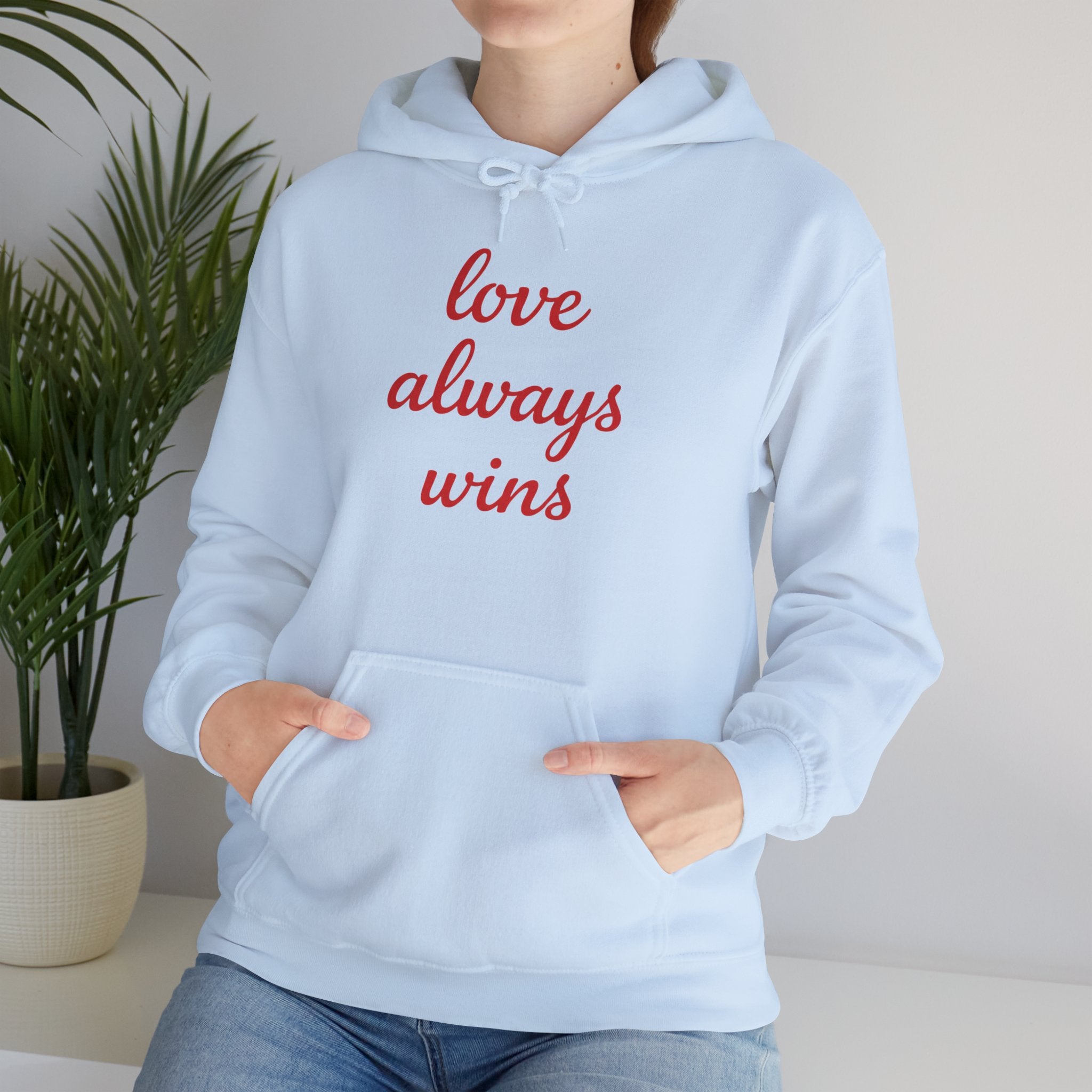 Valentine's Day Love Always Wins Hoodie | XOXO Red Script