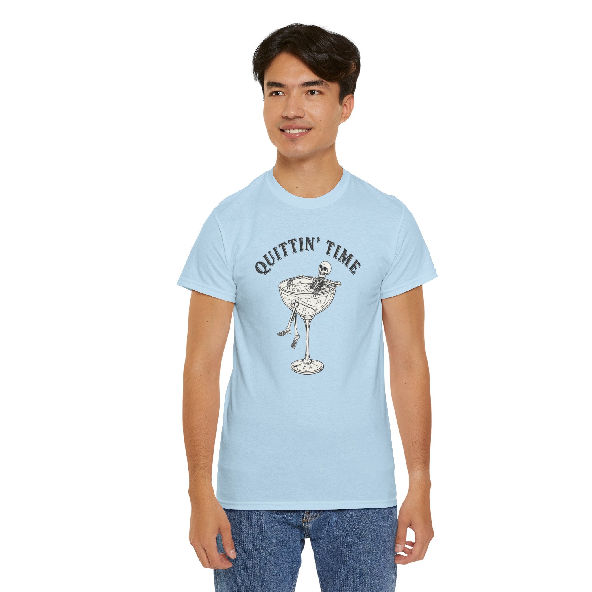 Quittin' Time Champagne Glass Illustration Tee | Retro Cocktail Shirt