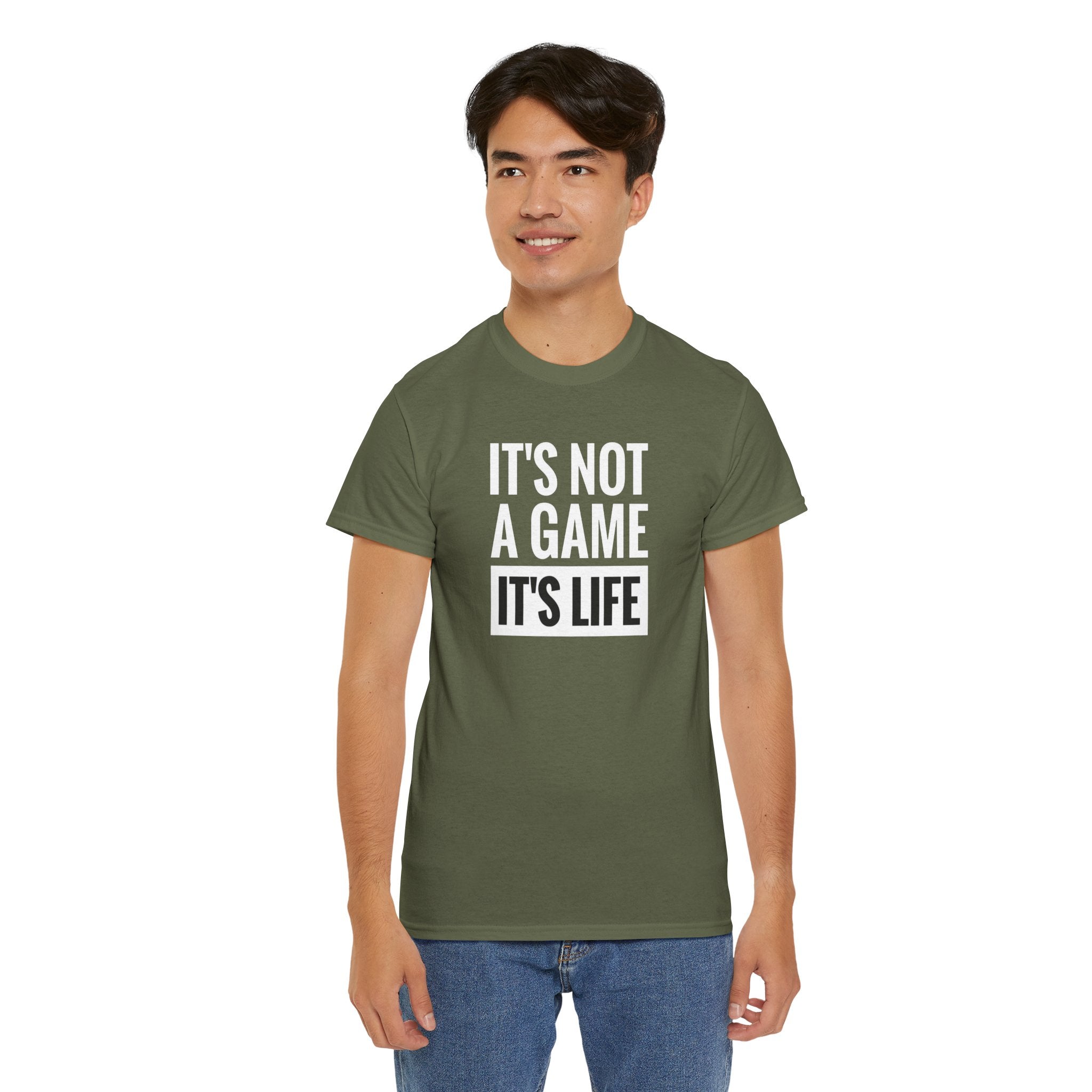 It's Not a Game It's Life T-Shirt | Minimal Text Tee, Bold Serif Typography