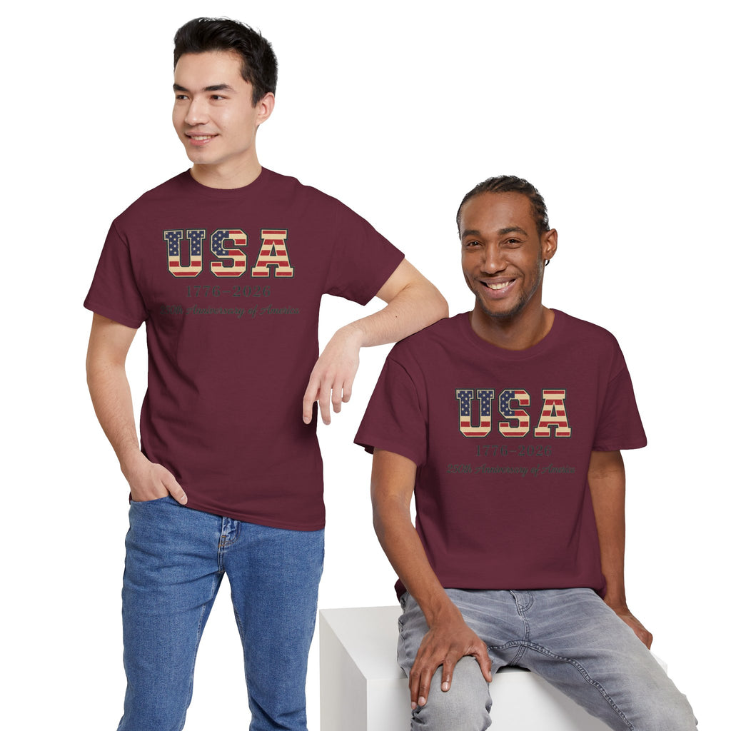 USA 1776-2026 250th Anniversary T-Shirt | American Flag Letters Patriotic Tee