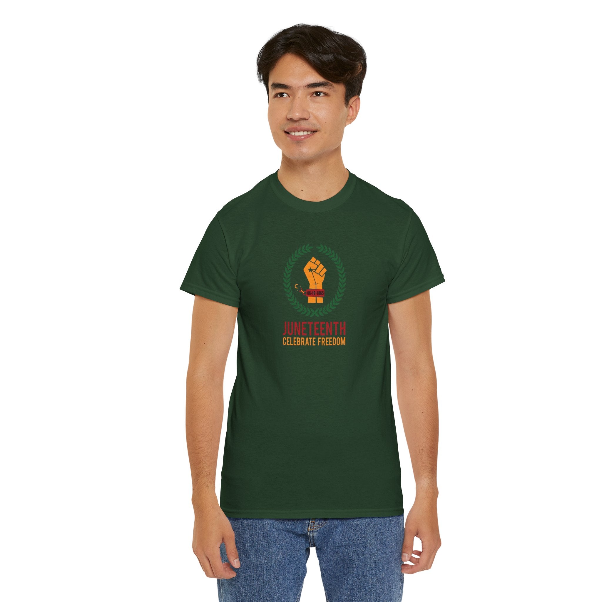 Juneteenth Celebrate Freedom T-Shirt | Raised Fist Laurel Wreath