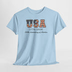 USA 1776-2026 250th Anniversary T-Shirt | American Flag Letters Patriotic Tee