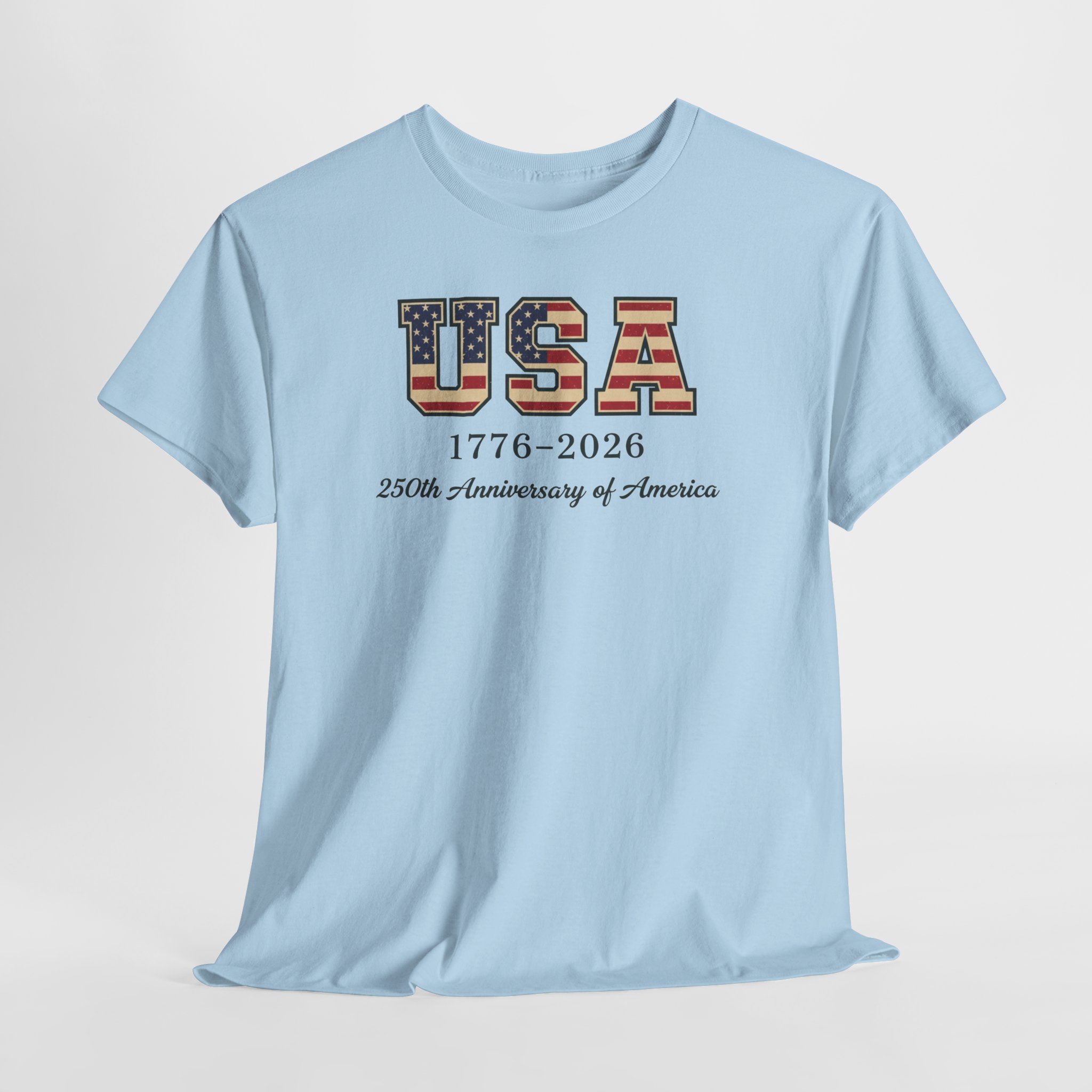 USA 1776-2026 250th Anniversary T-Shirt | American Flag Letters Patriotic Tee